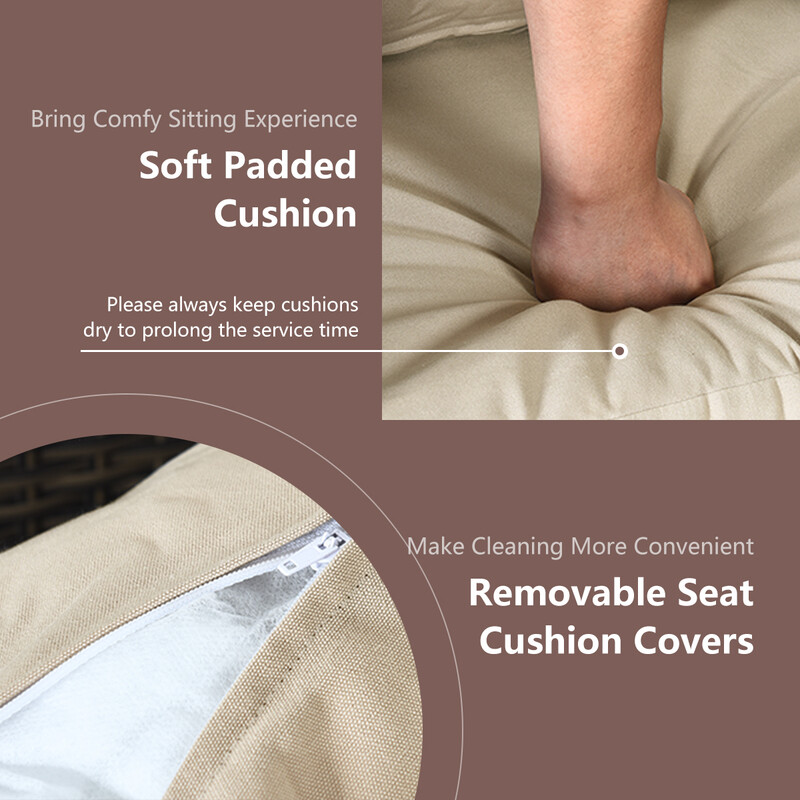 3‑deligt terrassæt i gul rattan med sofaer bord og puder