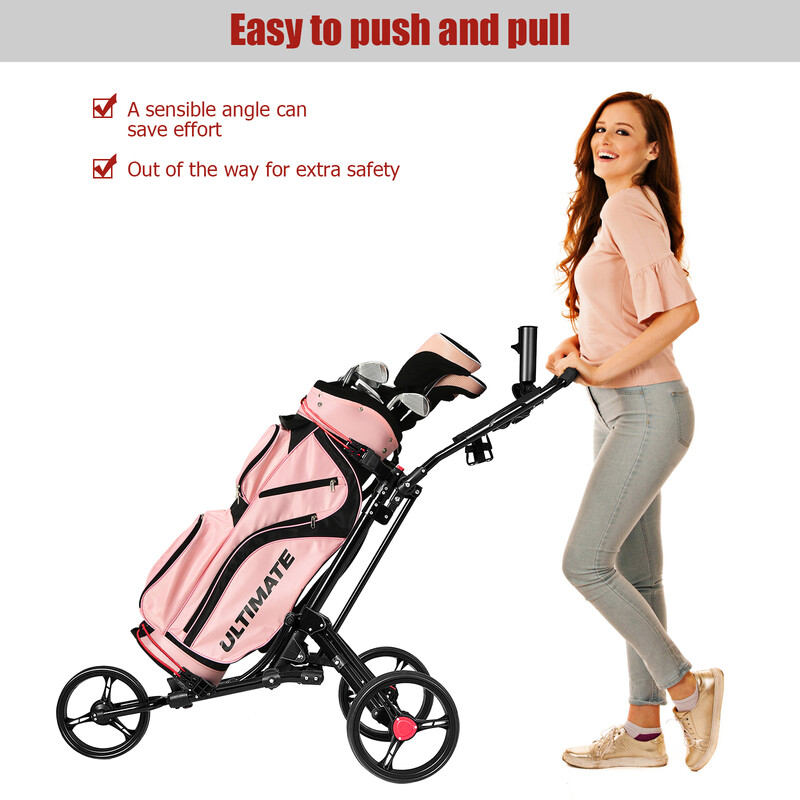 Golfvogn 3-hjulet aluminium sort foldbar 40