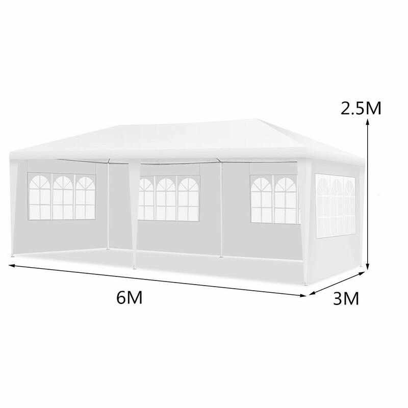 Festtelt vandtæt 6x3m med aftagelige vægge 10-12 personer
