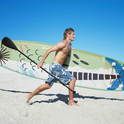 Oppustelig SUP bræt PVC 320x76x15 cm grøn inkluderet justerbar aluminiumpaddel