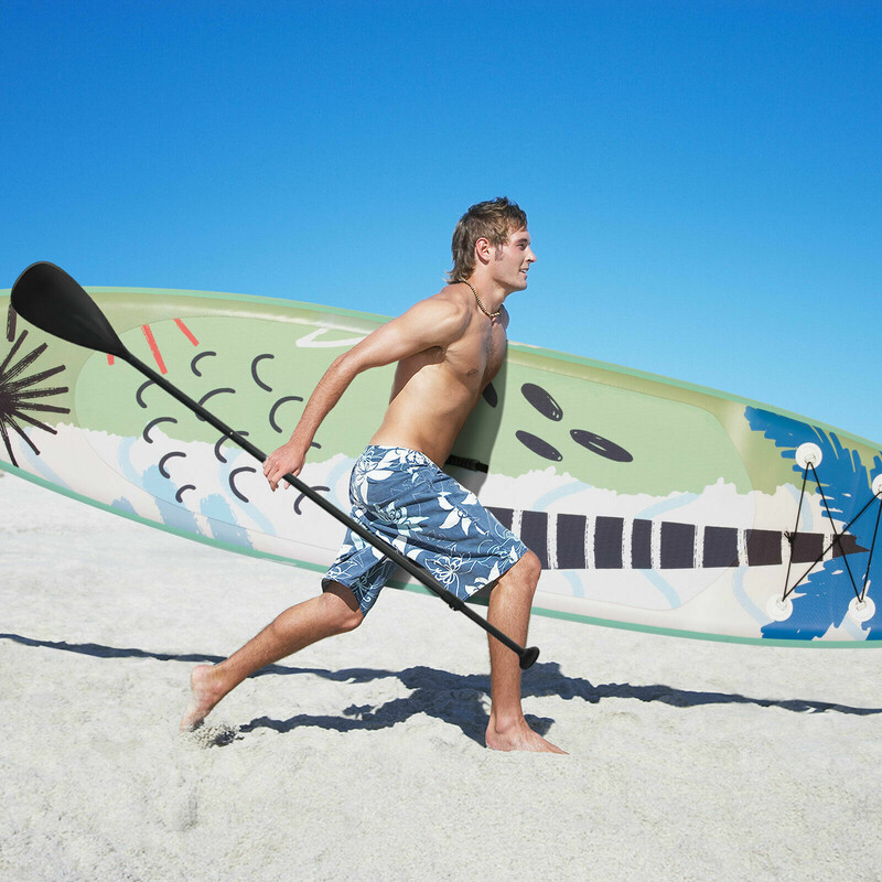 Oppustelig SUP bræt PVC 320x76x15 cm grøn inkluderet justerbar aluminiumpaddel