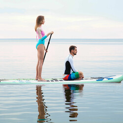 Oppustelig SUP bræt PVC 320x76x15 cm grøn inkluderet justerbar aluminiumpaddel