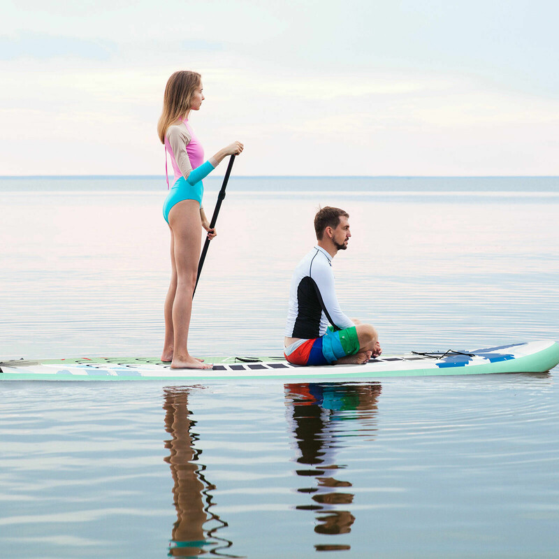 Oppustelig SUP bræt PVC 320x76x15 cm grøn inkluderet justerbar aluminiumpaddel