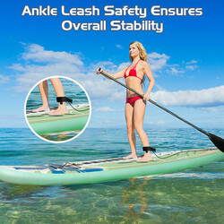 Oppustelig SUP bræt PVC 320x76x15 cm grøn inkluderet justerbar aluminiumpaddel