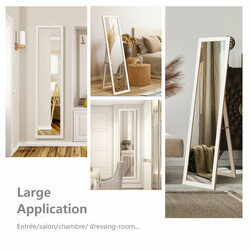 Helkropsspejl hvid MDF ramme 37x155 cm med foldbart støtteben