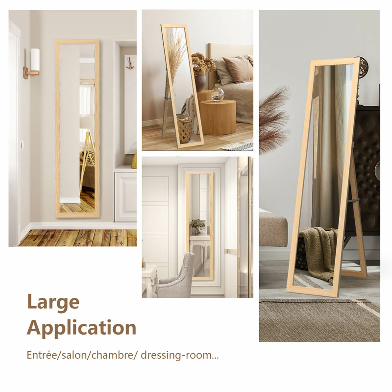 Helkropsspejl med MDF-ramme 37 x 155 cm vægmontering og fritstående