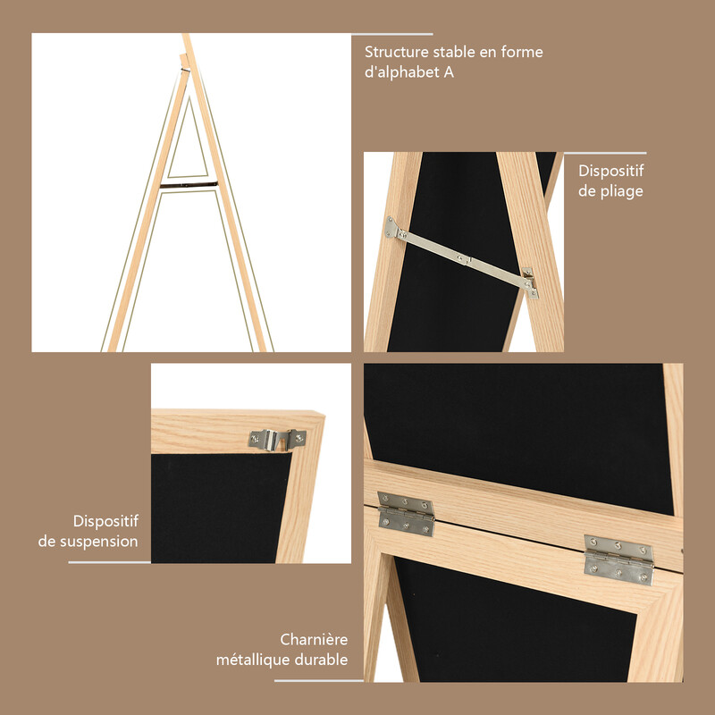 Helkropsspejl med MDF-ramme 37 x 155 cm vægmontering og fritstående