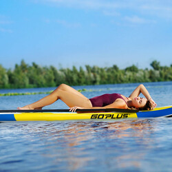 Oppustelig SUP-bræt 335x76x15 cm PVC gul blå hvid