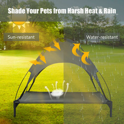 Forhøjet hundelegestativ med tag grå polyester metal 105x87x89 cm