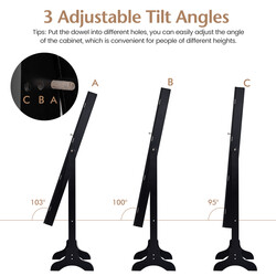 Smykkeskab med helkropsspejl sort MDF justerbar vinkel 35x30x144 cm