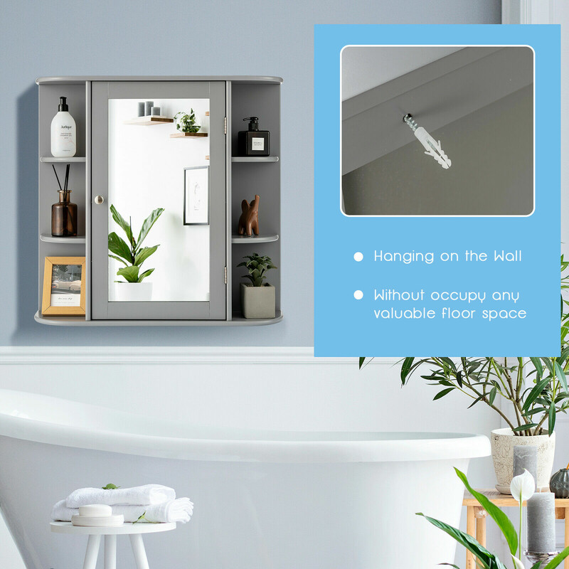 Spejleskab grå MDF 66x16