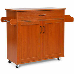 Køkken-serveringsbord hvid MDF træ 116x40x85 cm med håndklædeholder og krydderihylde