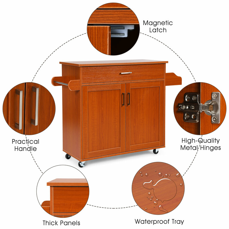 Køkken-serveringsbord hvid MDF træ 116x40x85 cm med håndklædeholder og krydderihylde