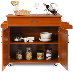 Køkken-serveringsbord hvid MDF træ 116x40x85 cm med håndklædeholder og krydderihylde