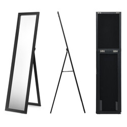 Helkropsspejl sort MDF ramme 37 x 155 cm med beslag