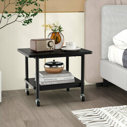 Printerstand sort metal 49x40x38 cm to niveauer med låsbare hjul