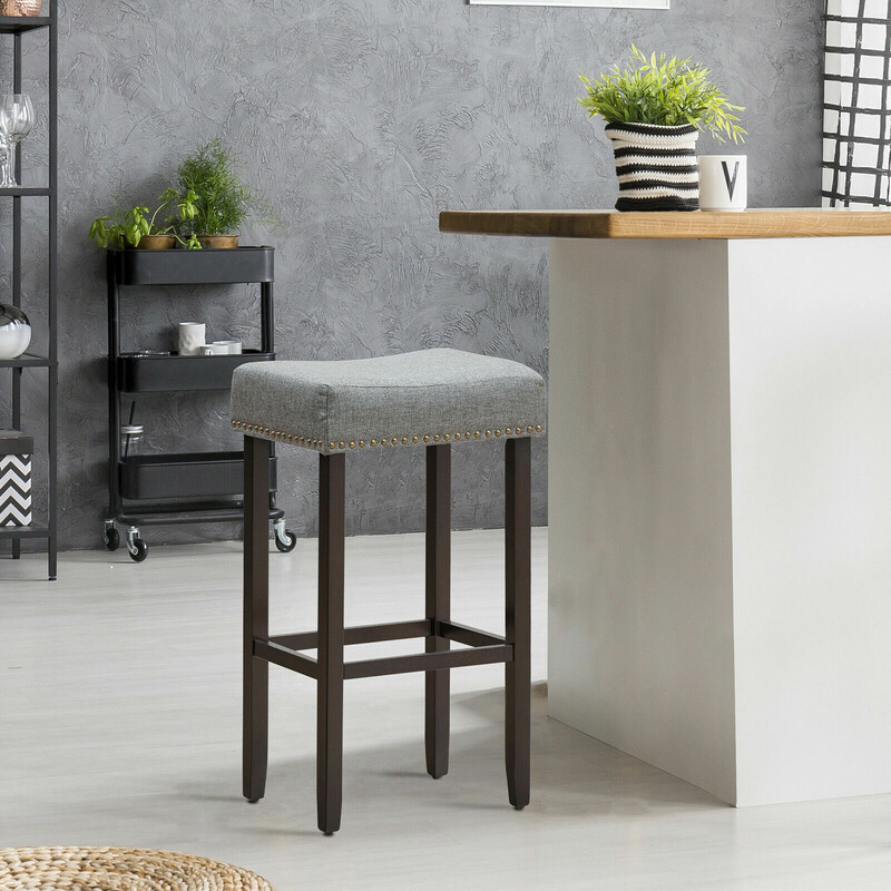 Barstole 2-pak grå ergonomisk MDF 43x33x74 cm