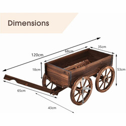 Havevogn i fyrretræ 120 cm brun med fire hjul