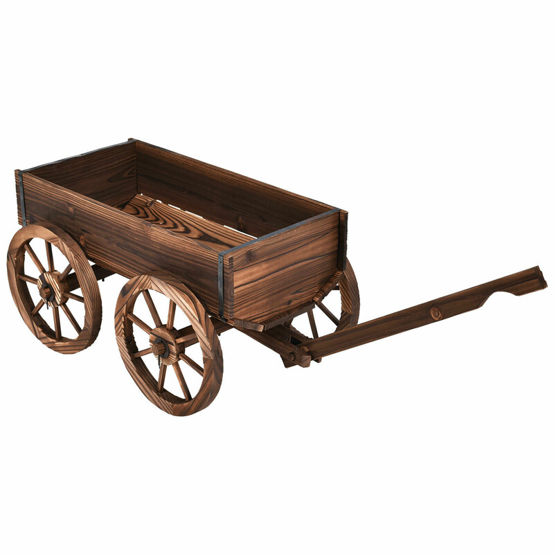 Havevogn i fyrretræ 120 cm brun med fire hjul