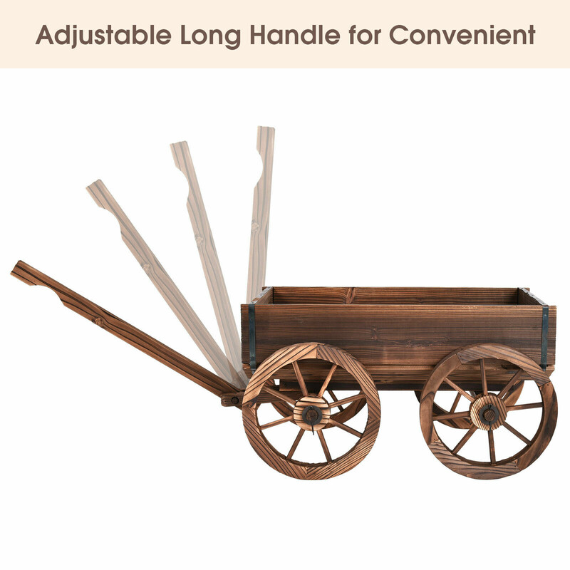 Havevogn i fyrretræ 120 cm brun med fire hjul