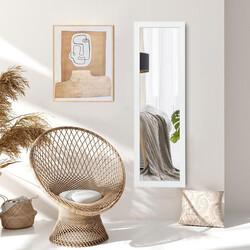 Helkropsspejl hvid MDF-ram 120 cm x 37 cm til væg og dør