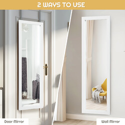 Helkropsspejl hvid MDF-ram 120 cm x 37 cm til væg og dør
