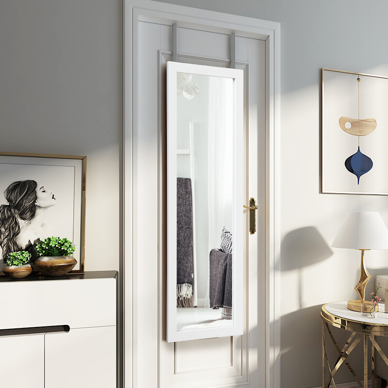 Helkropsspejl hvid MDF-ram 120 cm x 37 cm til væg og dør