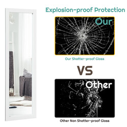 Helkropsspejl hvid MDF-ram 120 cm x 37 cm til væg og dør