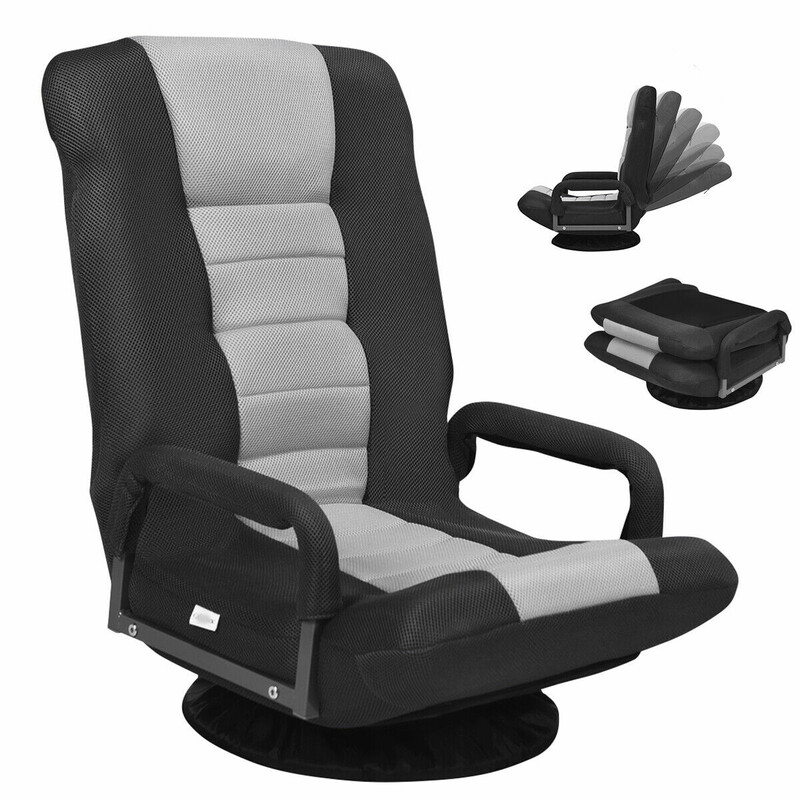 Gulvstol justerbar 6 positioner grå jern netstof 61x55x75 cm