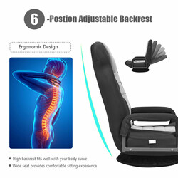 Gulvstol justerbar 6 positioner grå jern netstof 61x55x75 cm