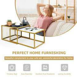 Bordsæt faux-marmor sort/hvid 80x53 cm stabelbar metalramme