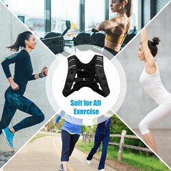 Vægtvest 15 kg sort neopren med justerbare remme og refleksbånd