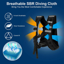 Vægtvest 15 kg sort neopren med justerbare remme og refleksbånd