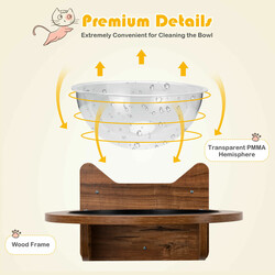 Vægmonteret katteleje i træ med transparent kuppel brun 40x40x23 cm