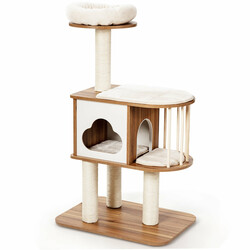Kattetræ i træ 68x48x117 cm med vaskbare puder og sisal kløestang