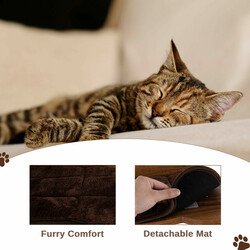 Vægmonteret katteklatrestativ i træ og PVC brun 39x31x23 cm