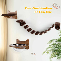 Vægmonteret katteklatrestativ i træ og PVC brun 39x31x23 cm