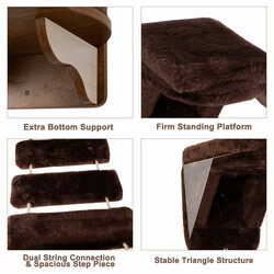 Vægmonteret katteklatrestativ i træ og PVC brun 39x31x23 cm