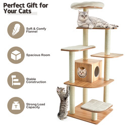 Katteklatretræ 175 cm spånplade med kløpæle og gemmested