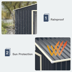 Udendørs skur i malet stål 277x191x202 cm grå med skydedøre