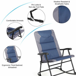 Sammenklappeligt bistro sæt 3 dele blå og grå stål udendørs