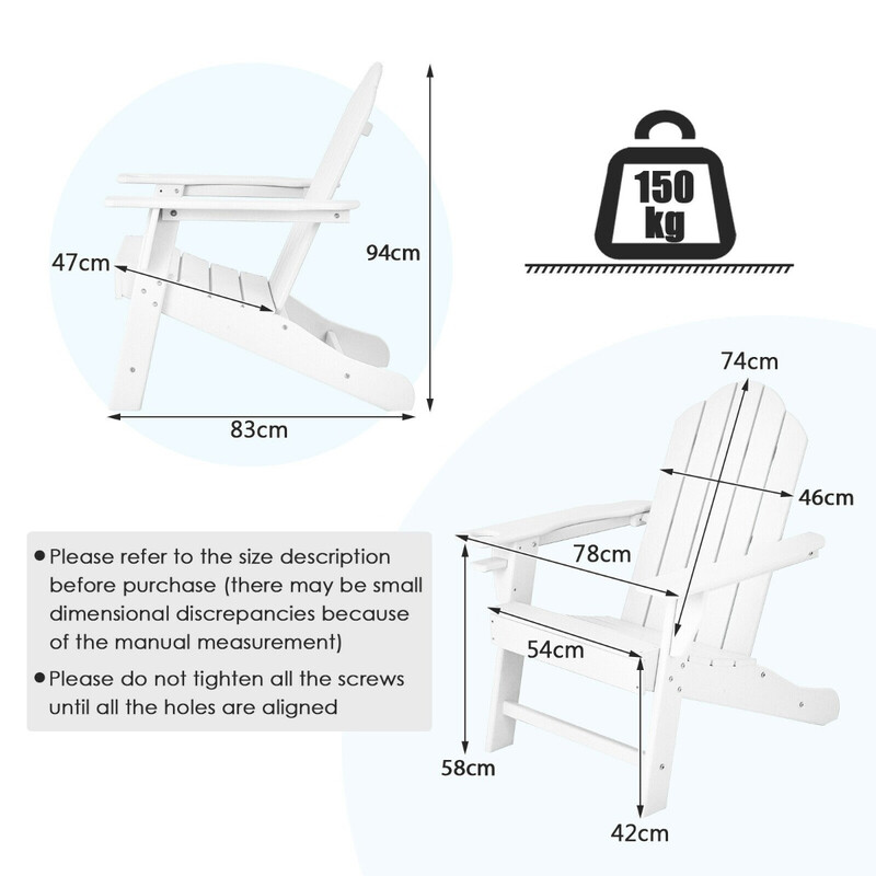 Adirondackstol hvid PE 85x78x94 cm udendørs med krusholder
