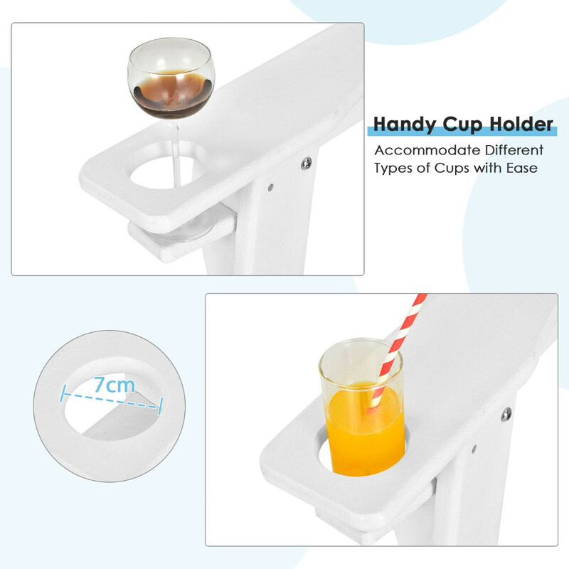 Adirondackstol hvid PE 85x78x94 cm udendørs med krusholder