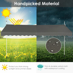 Teleskopmarkise grå aluminium og oxford 395 cm justerbar højde UV-beskyttelse