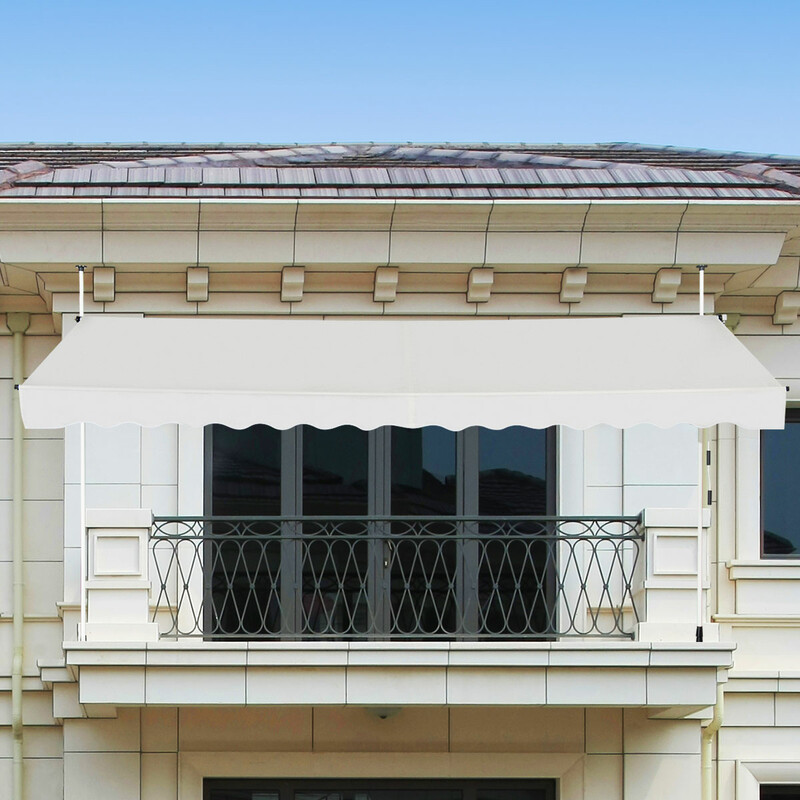 Balkonmarkise aluminiumramme 395 cm bred beige UV‑beskyttende justerbar uden boring