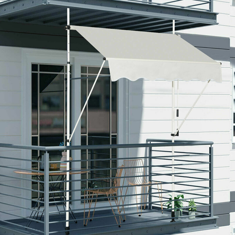 Solskærm aluminium Oxford stof 150x120 cm justerbar højde 190-300 cm beige