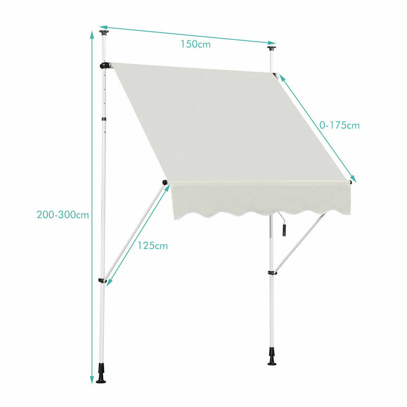 Solskærm aluminium Oxford stof 150x120 cm justerbar højde 190-300 cm beige