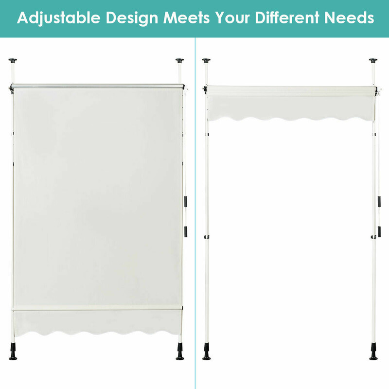 Solskærm aluminium Oxford stof 150x120 cm justerbar højde 190-300 cm beige