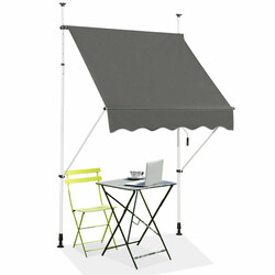 Markis grå justerbar højde 150 x 120 cm aluminiumramme med vev