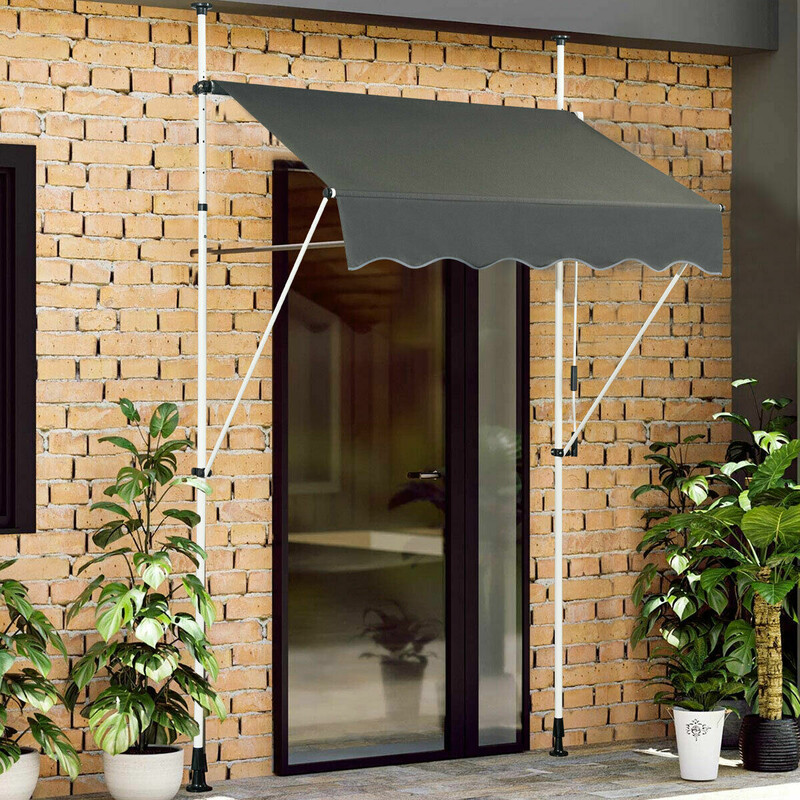 Markis grå justerbar højde 150 x 120 cm aluminiumramme med vev